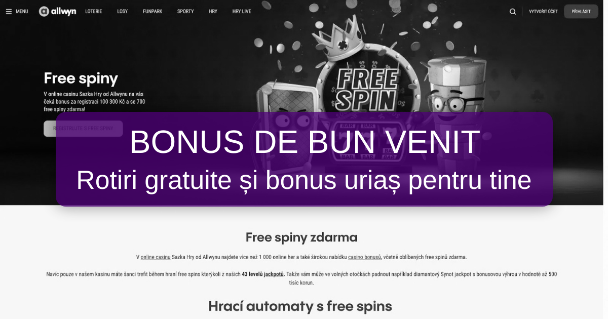 Rotiri gratuite pentru înregistrare welcome bonus